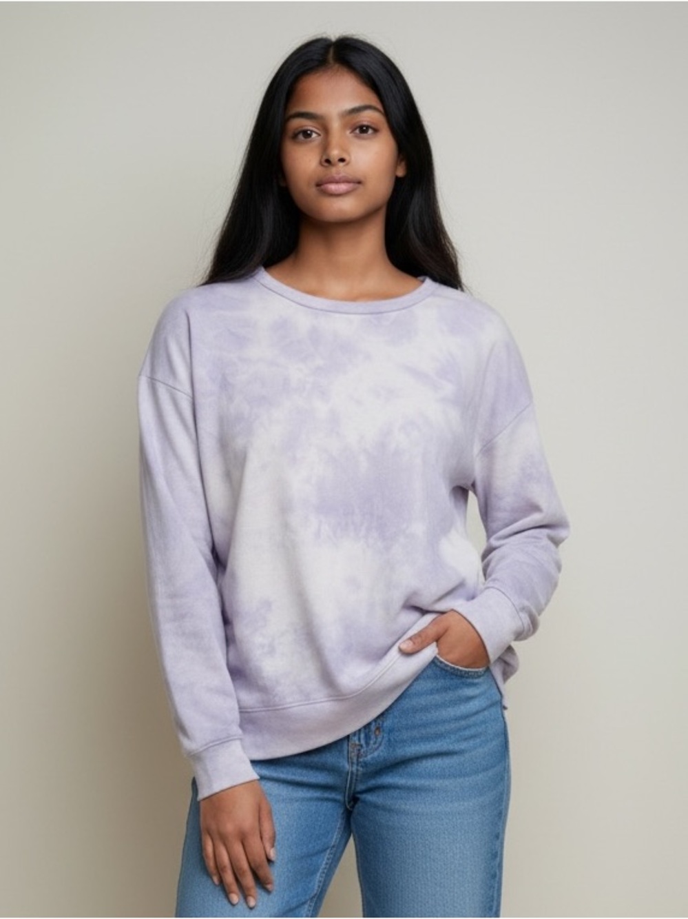 Derek Heart‎ Purple Tie-Dye Long Sleeve Sweater – Size Large